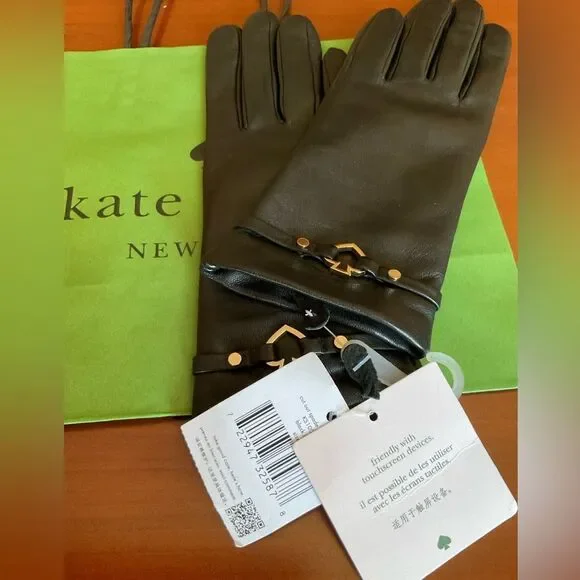 Kate Spade Black Small Leather Gloves - Picture 3 of 4